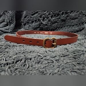 Fossil Brown Leather Scallop Belt Size M